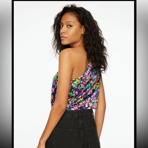 Dynamite satin finish printed bodysuit with one shoulder - Picture 2 of 14